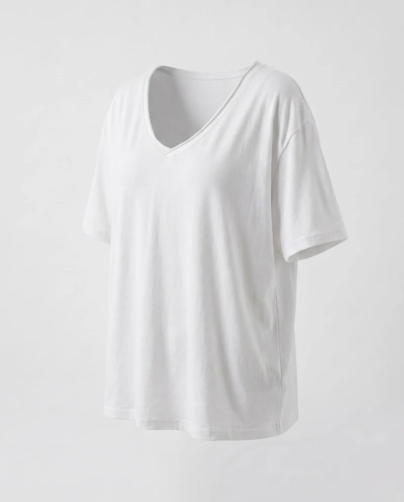 Damen lässiges V-Ausschnitt T-Shirt aus hochwertiger Baumwolle