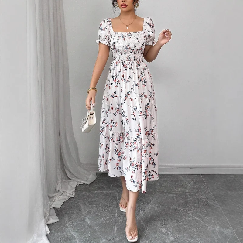 Damen Maxi Kleid mit floralem Rüschendesign Nord Taschen