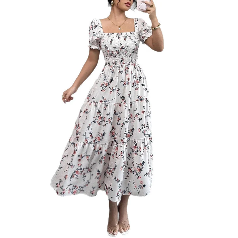 Damen Maxi Kleid mit floralem Rüschendesign Nord Taschen