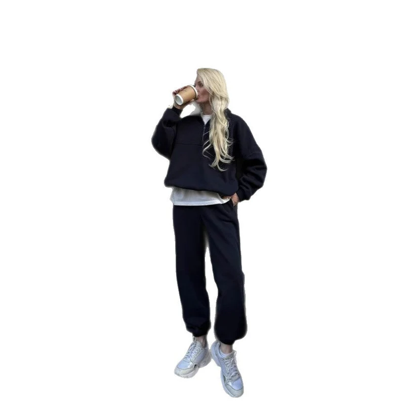 Damen Lässiger Oversized Hoodie und Jogginghose Set Nord Taschen