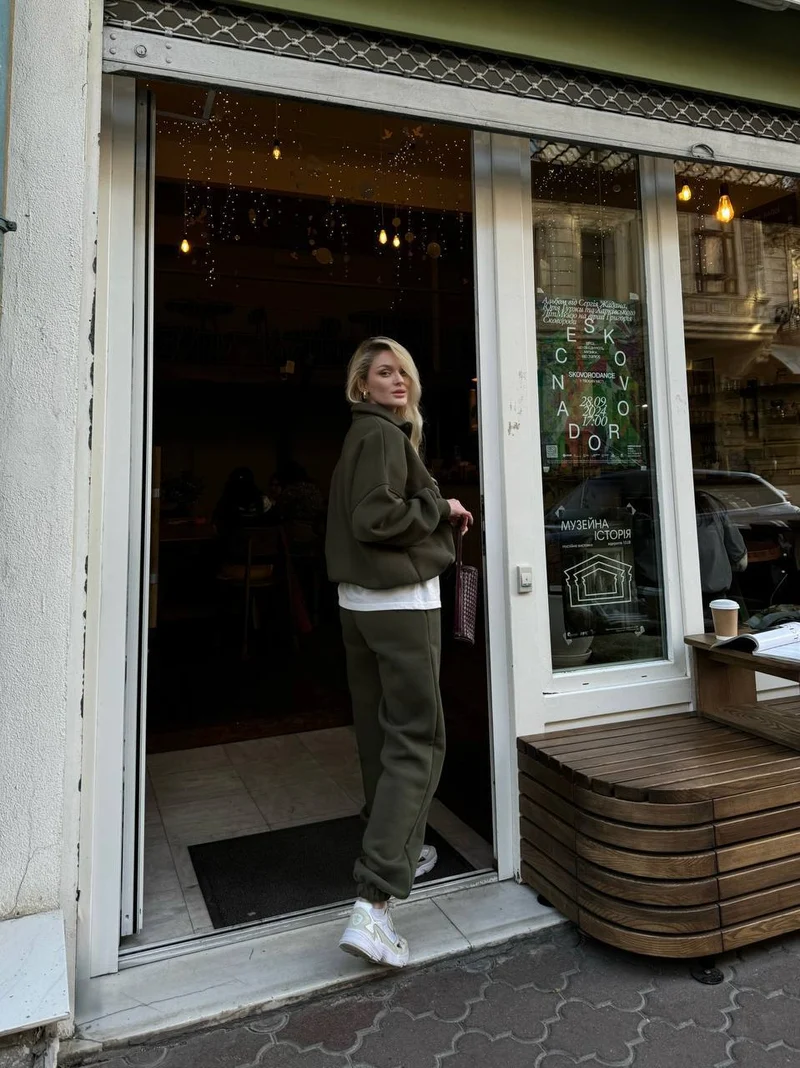 Damen Lässiger Oversized Hoodie und Jogginghose Set Nord Taschen