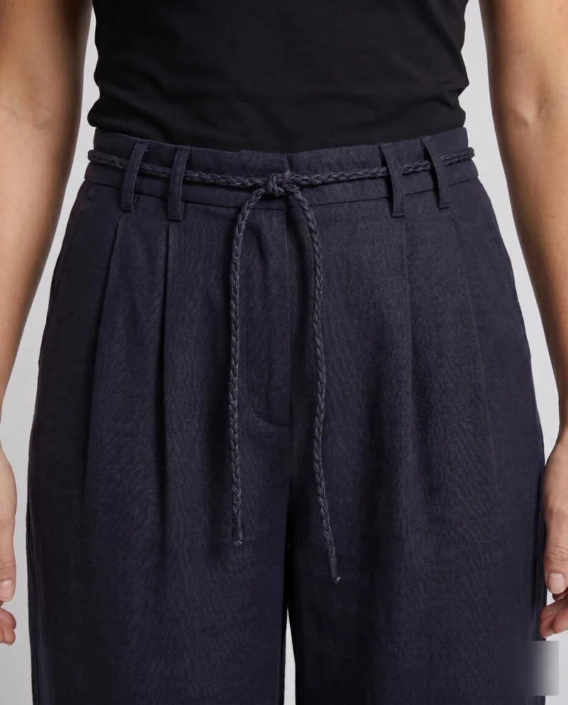Damen Leinenhose mit stylischem Bindegürtel und elastischem Bund