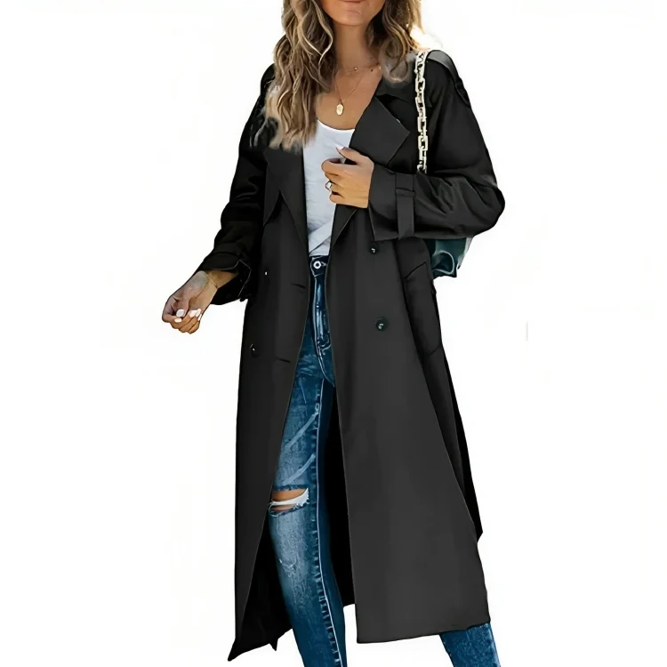 Eleganter Damen-Trenchcoat mit Revers und Gürtel