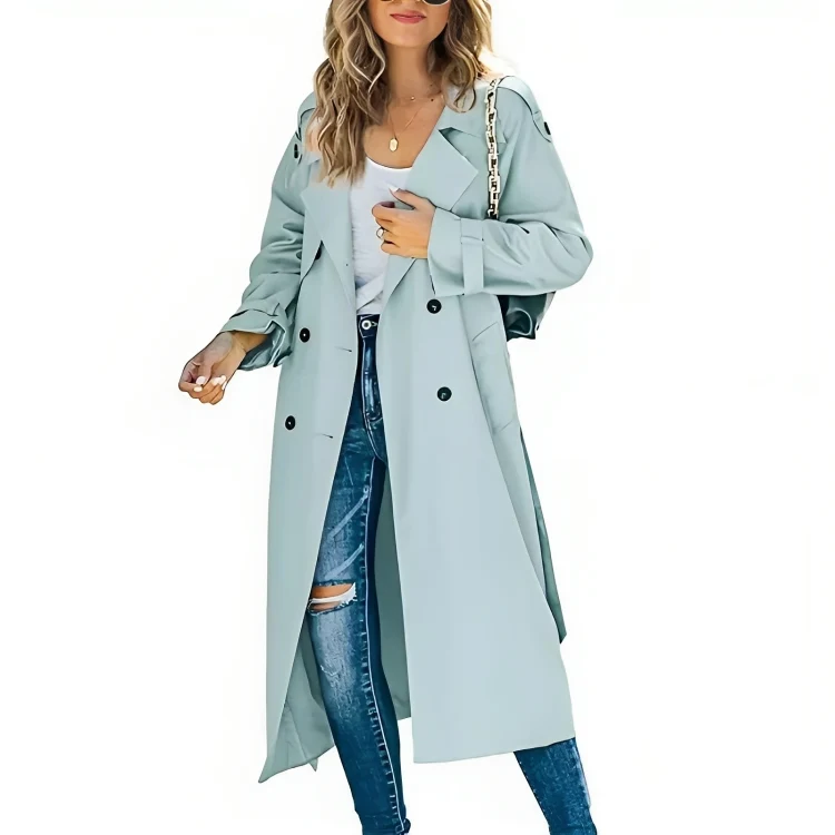 Eleganter Damen-Trenchcoat mit Revers und Gürtel
