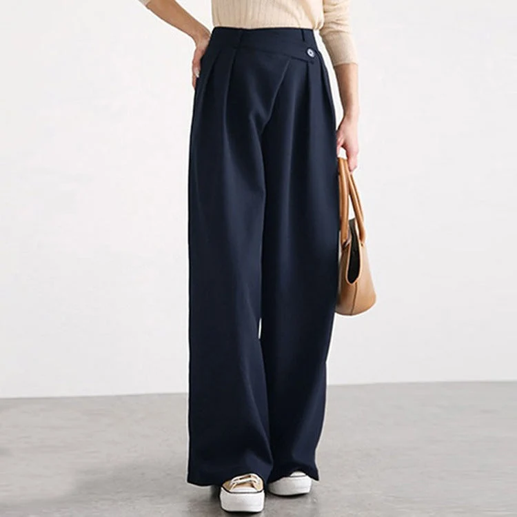 Damen Hochtaillierte weite Hose mit eleganter Faltenteilung