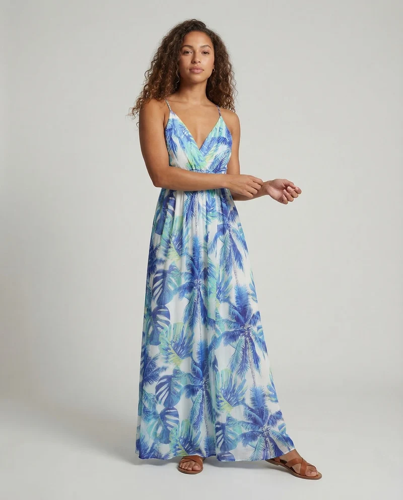 Damen Wickel Maxikleid Gürtel