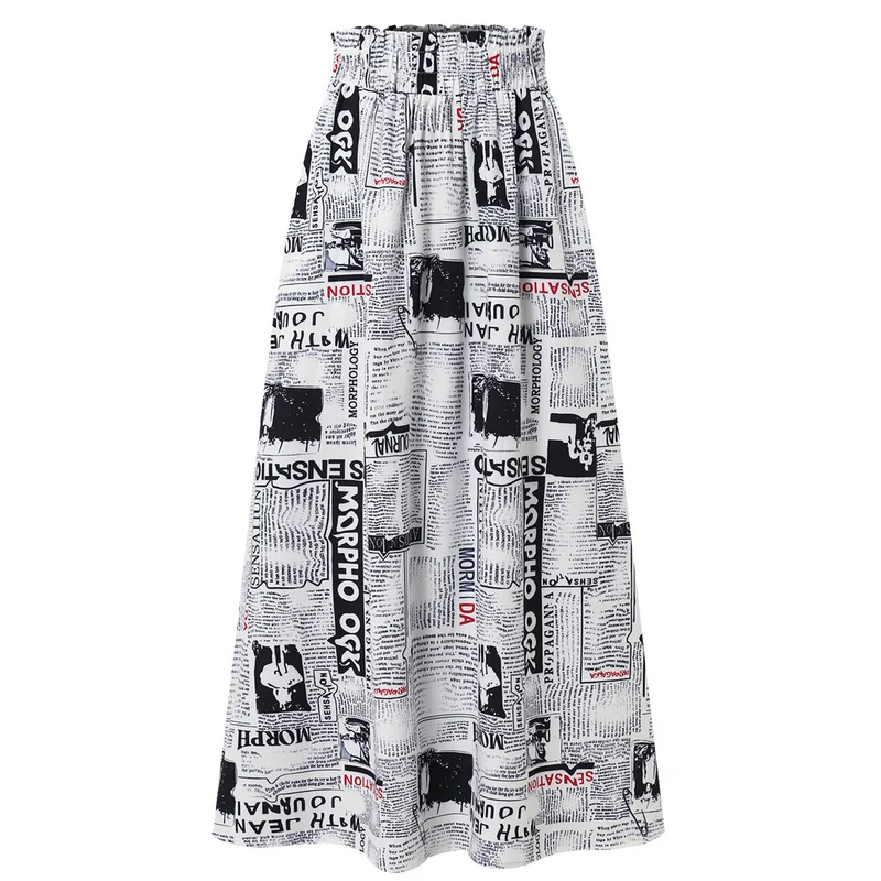 Damen Maxirock mit innovativem Zeitungsdruck Nord Taschen