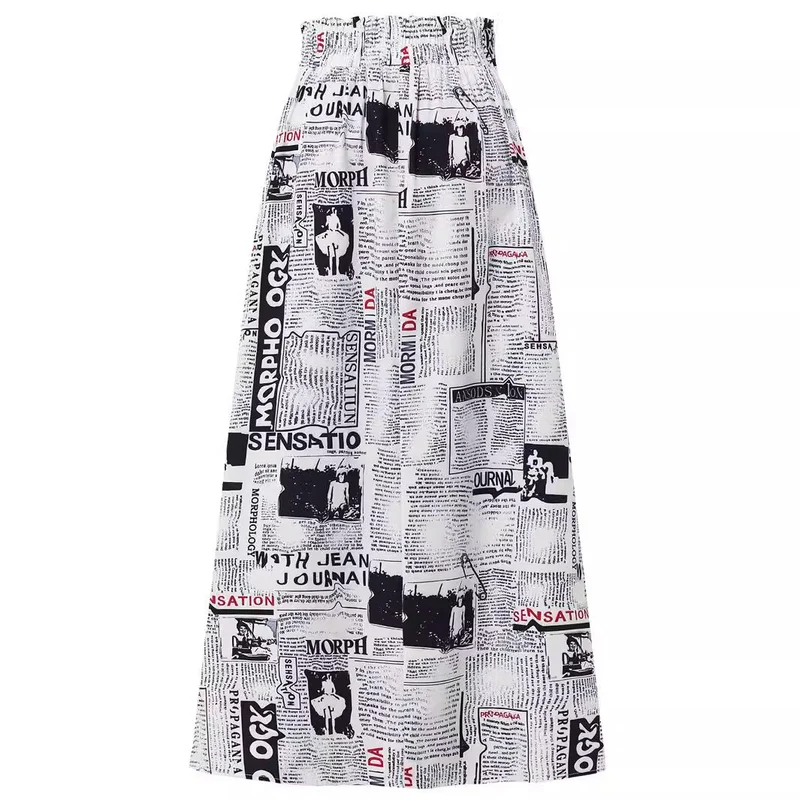 Damen Maxirock mit innovativem Zeitungsdruck Nord Taschen