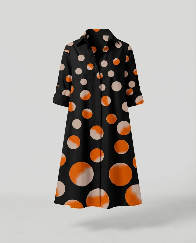 Damen Hemdkleid Floraler Saumprint Knopfleiste Eingrifftaschen