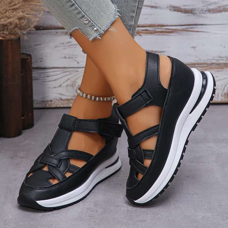 Damen Plateau-Sandalen mit verstellbarem Riemendesign und ergonomischer Dämpfung