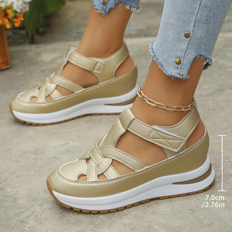 Damen Plateau-Sandalen mit verstellbarem Riemendesign und ergonomischer Dämpfung