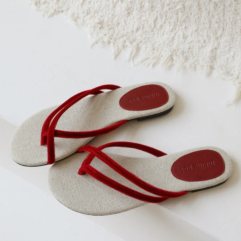 Damen Zehentrenner-Sandalen mit geflochtenem Riemendesign und rutschfester Sohle Nord Taschen