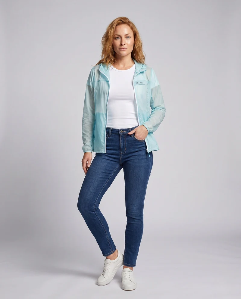 Damen nan ultraleichte Wind- und Sonnenschutzkapuzenjacke mit atmungsaktivem Mesh-Futter und Packtasche Nord Taschen