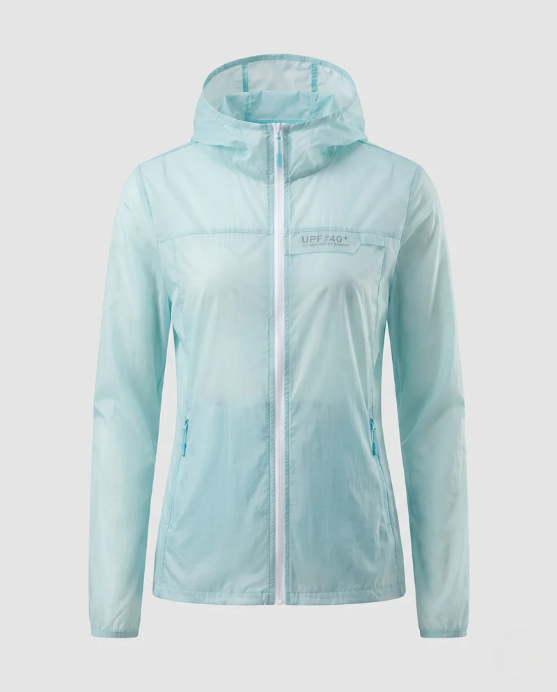 Damen nan ultraleichte Wind- und Sonnenschutzkapuzenjacke mit atmungsaktivem Mesh-Futter und Packtasche Nord Taschen