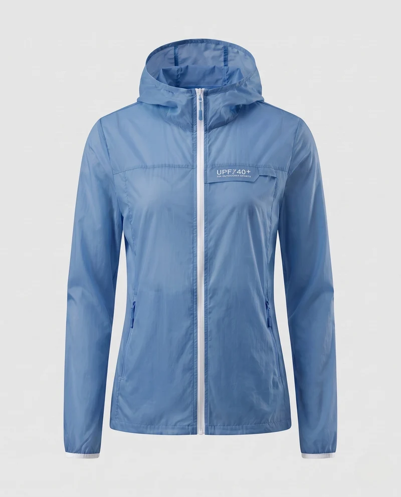Damen nan ultraleichte Wind- und Sonnenschutzkapuzenjacke mit atmungsaktivem Mesh-Futter und Packtasche Nord Taschen
