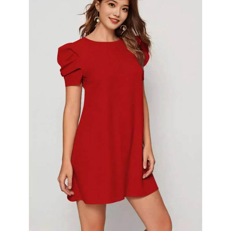 Damen Kurzärmeliges Minikleid mit Puffärmeln und A-Linie
