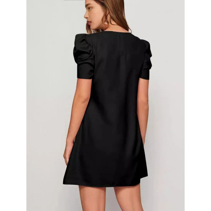 Damen Kurzärmeliges Minikleid mit Puffärmeln und A-Linie