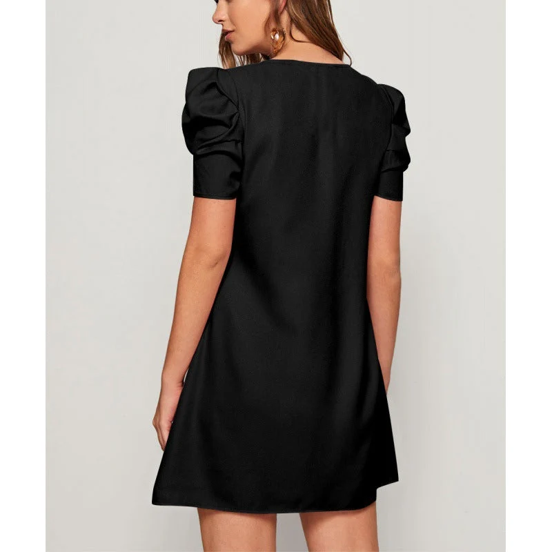 Damen Kurzärmeliges Minikleid mit Puffärmeln und A-Linie