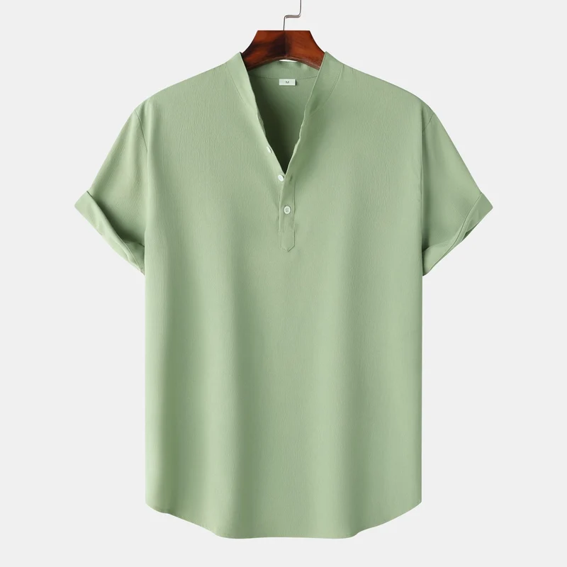 Herren Kurzarmhemd mit modernem Henley-Design und funktionalen Knöpfen Nord Taschen
