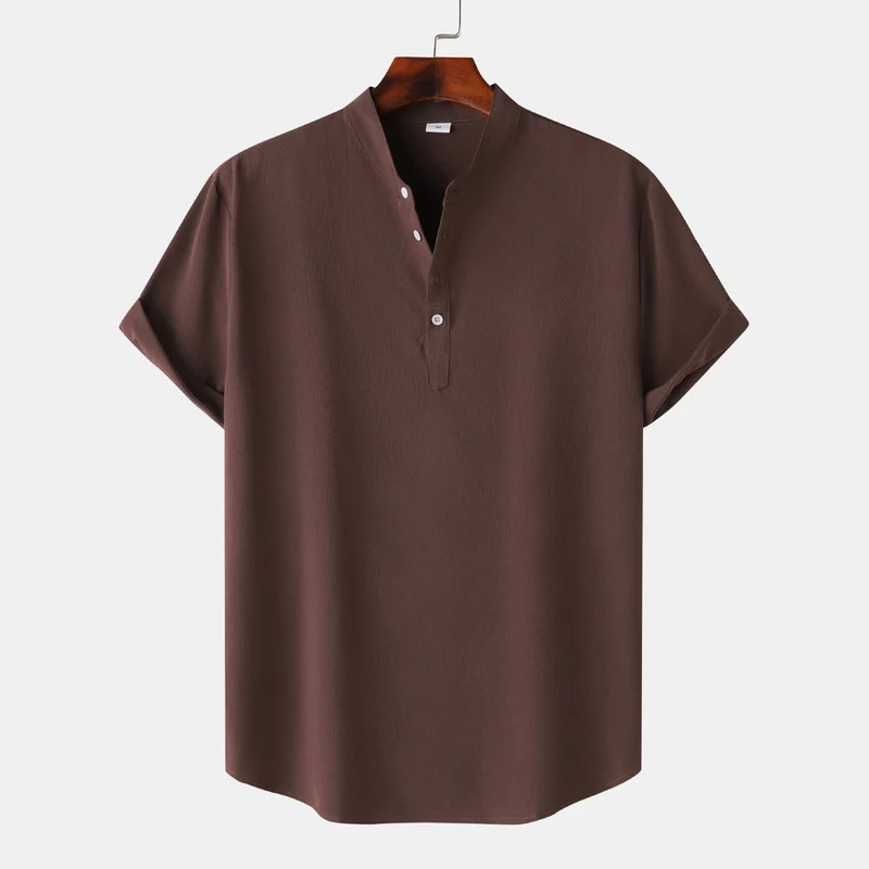 Herren Kurzarmhemd mit modernem Henley-Design und funktionalen Knöpfen Nord Taschen