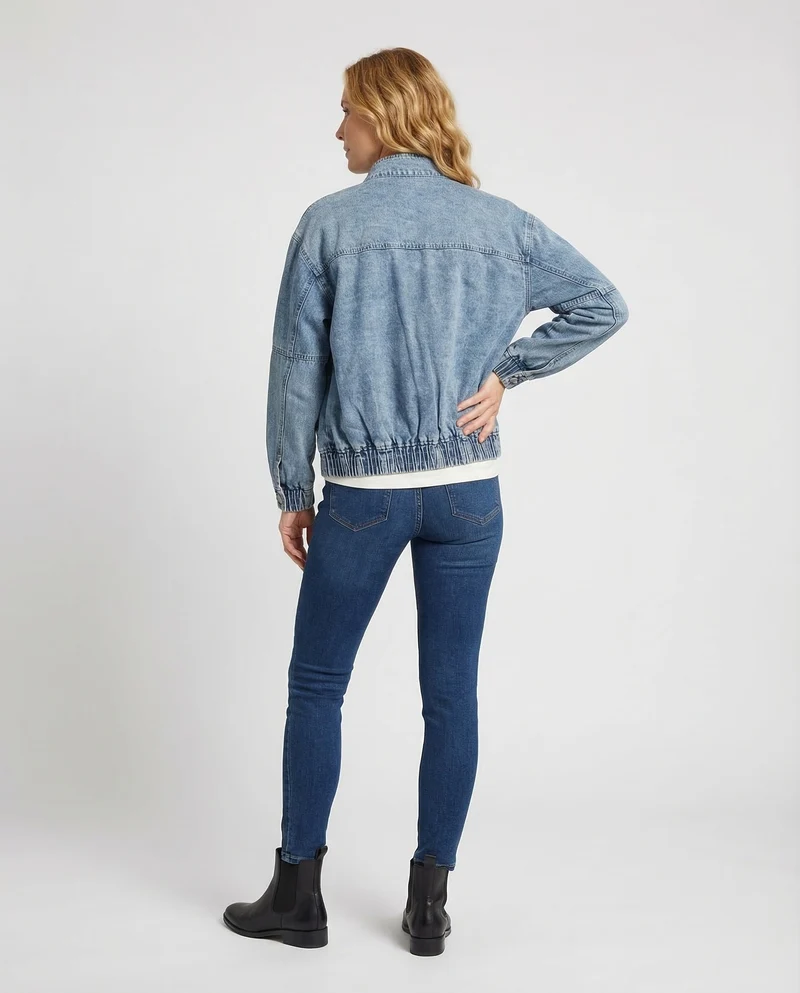 Damen Workwear-Denim-Blouson Reißverschluss