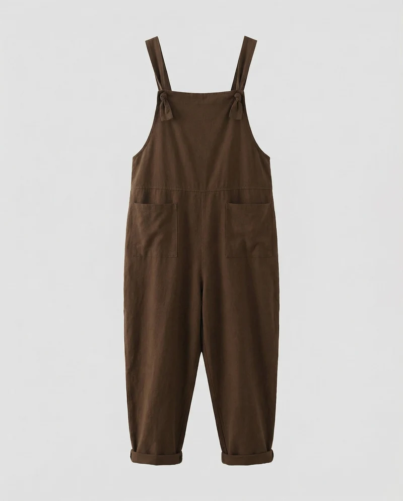Damen Lockere Aufgesetzte Taschen Denim Latzhose