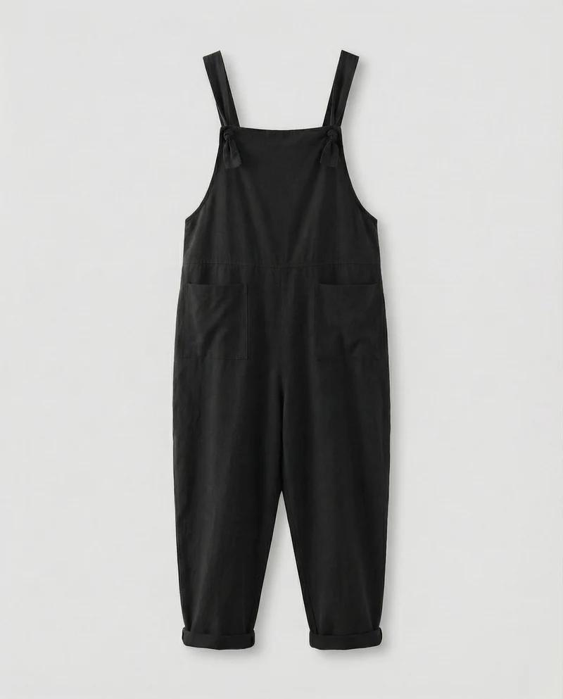Damen Lockere Aufgesetzte Taschen Denim Latzhose