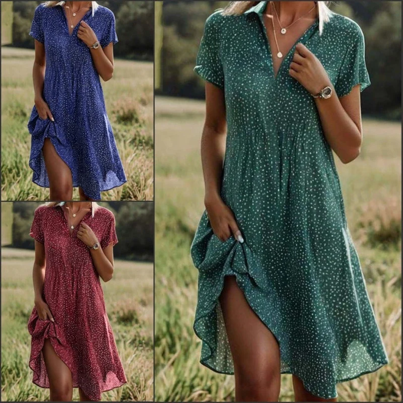 Damen Freizeitkleid mit Knopfverschluss und asymmetrischem Saum Nord Taschen