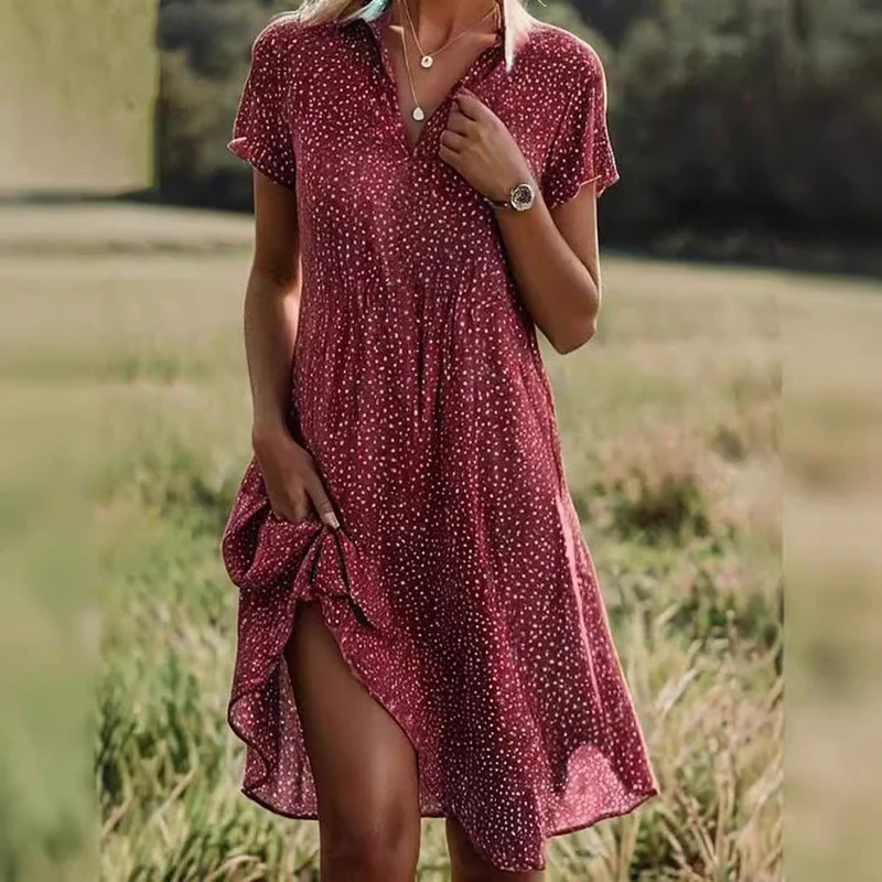 Damen Freizeitkleid mit Knopfverschluss und asymmetrischem Saum Nord Taschen