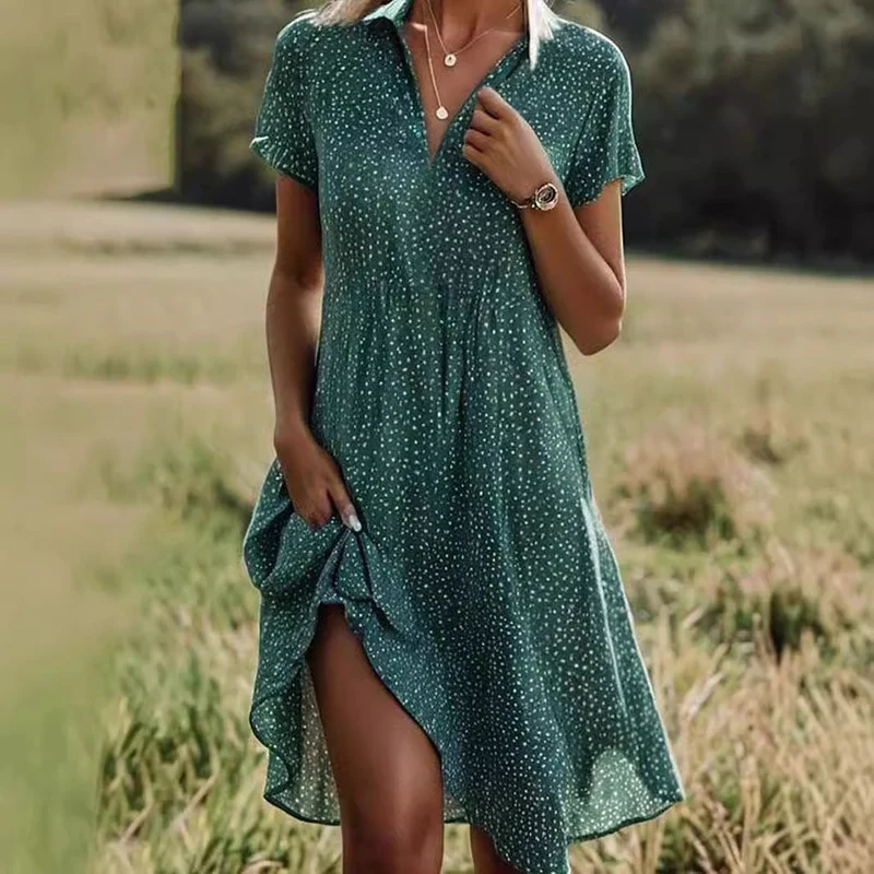 Damen Freizeitkleid mit Knopfverschluss und asymmetrischem Saum Nord Taschen