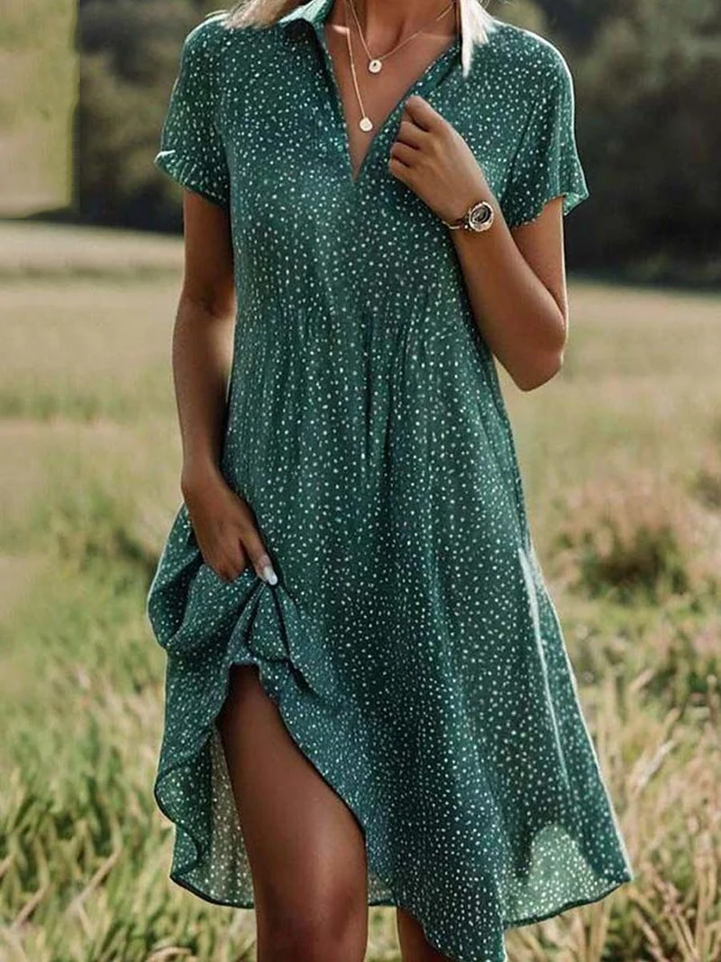 Damen Freizeitkleid mit Knopfverschluss und asymmetrischem Saum Nord Taschen