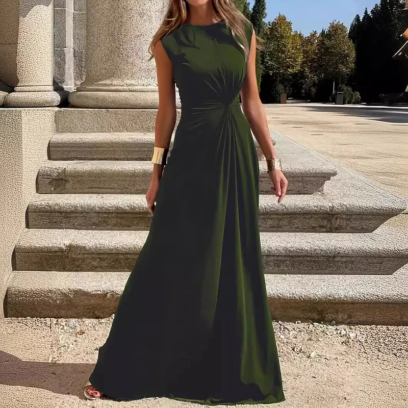 Elegantes Langkleid mit Langen Ärmeln, Revers und Unifarbenem V-Ausschnitt für Damen
