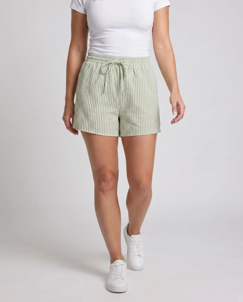 Damen gestreifte Freizeithose mit elastischem Bund und Kordelzug