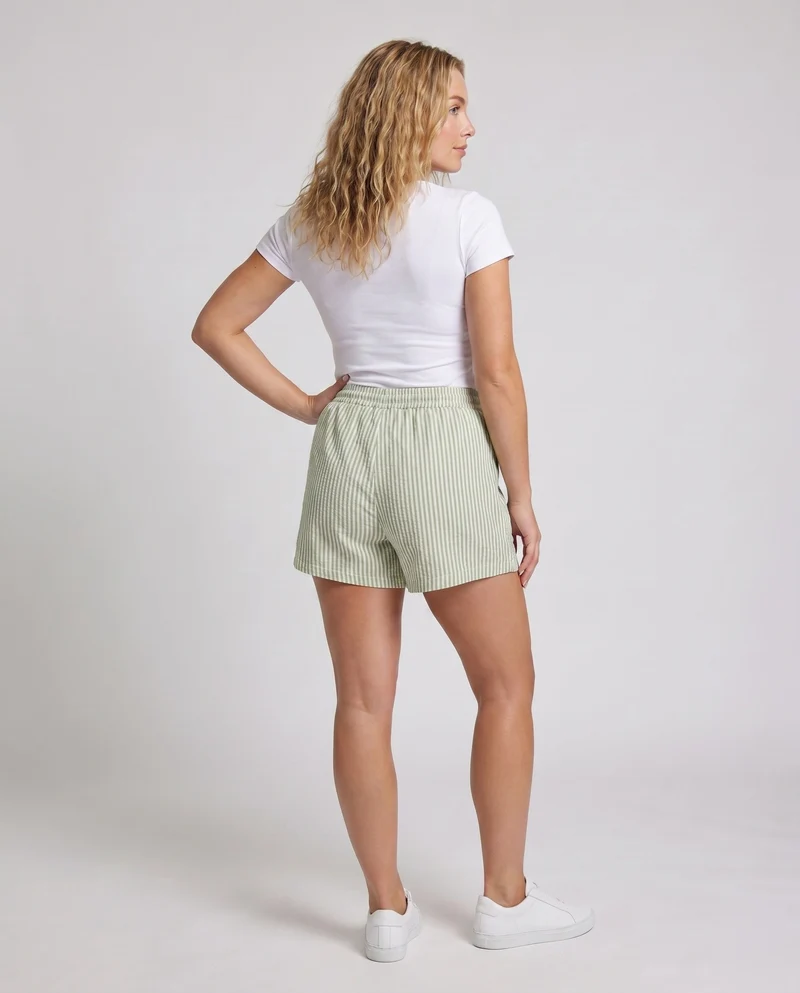 Damen gestreifte Freizeithose mit elastischem Bund und Kordelzug