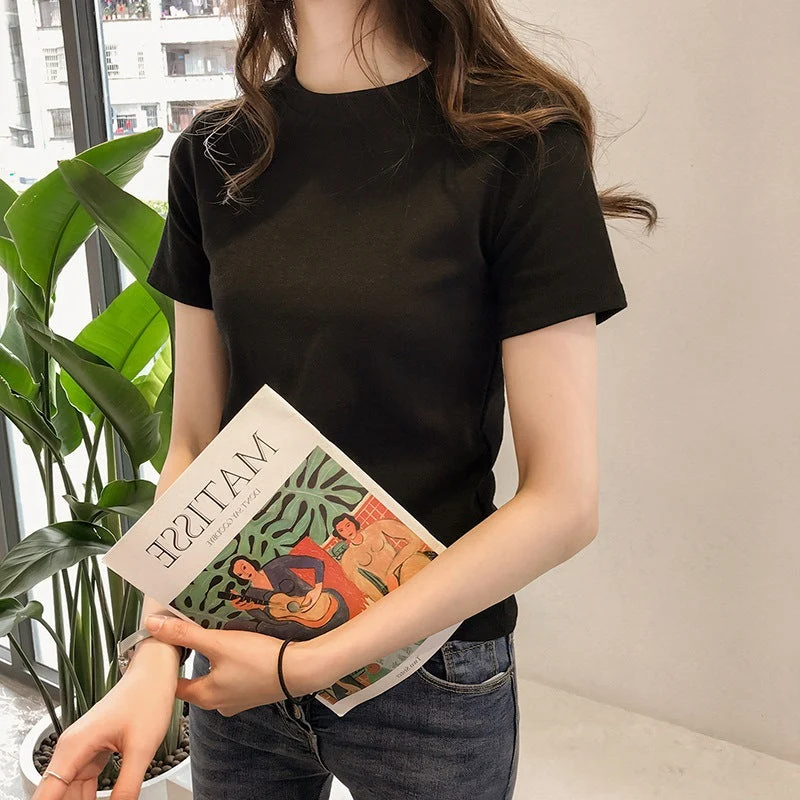 Damen Baumwoll T-Shirt mit modernem Rundhalsausschnitt und bequemen Schnitt