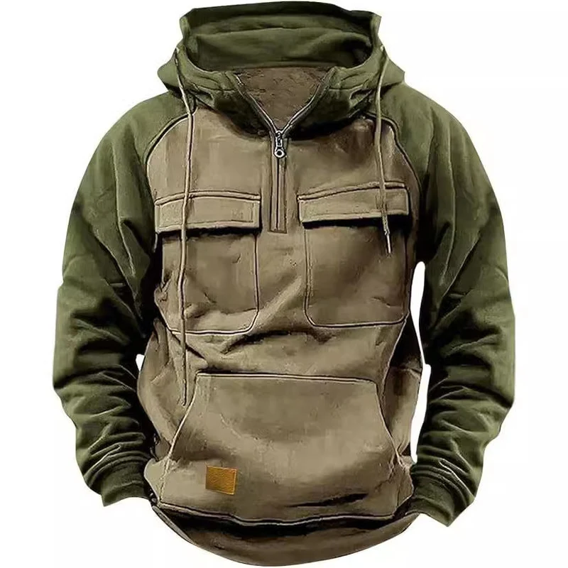 Herren Sportlicher Baumwoll-Hoodie mit Kapuze und praktischen Taschen