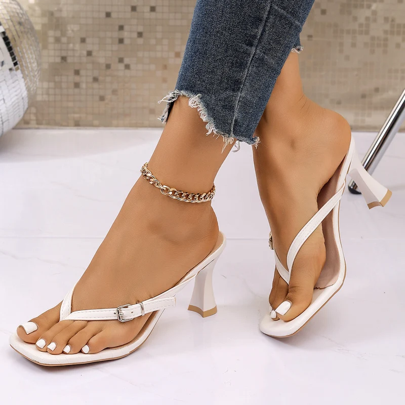 Damen elegante Absatzsandalen mit raffiniertem Riemen-Design