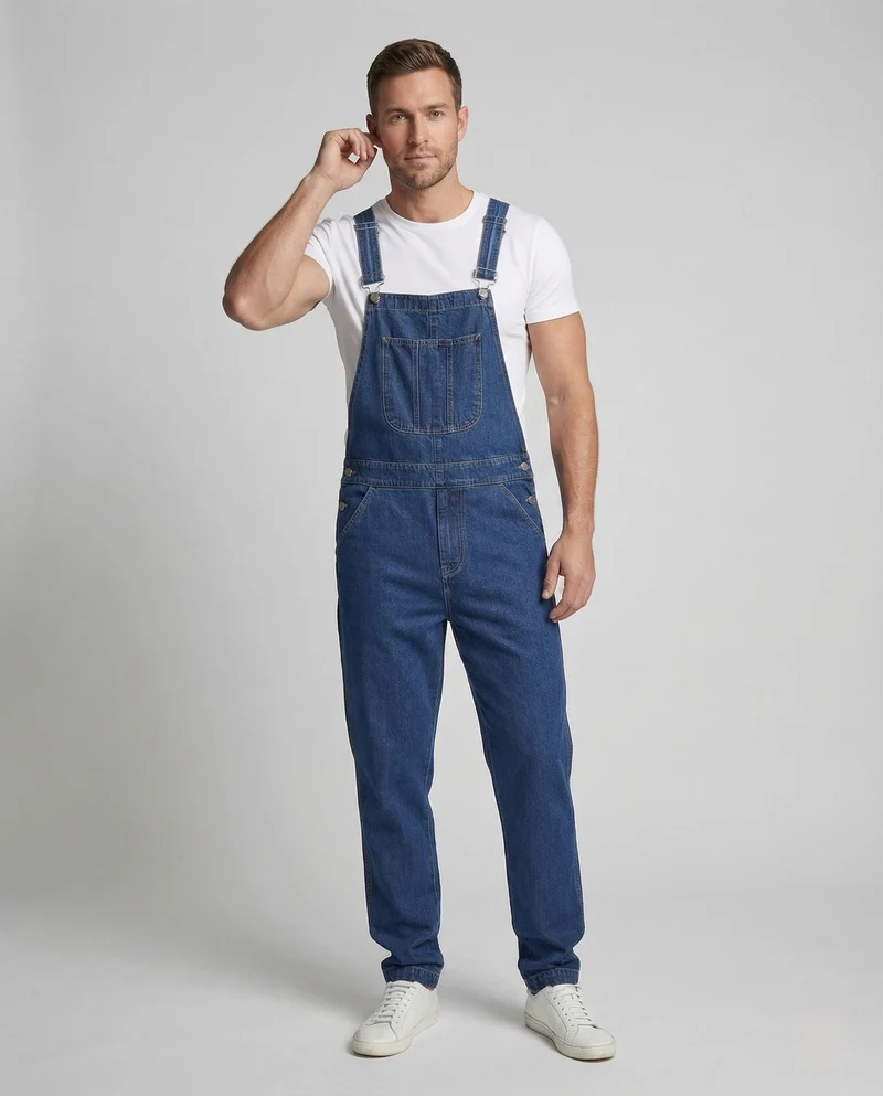 Herren Jeans Latzhose Verstellbare Träger