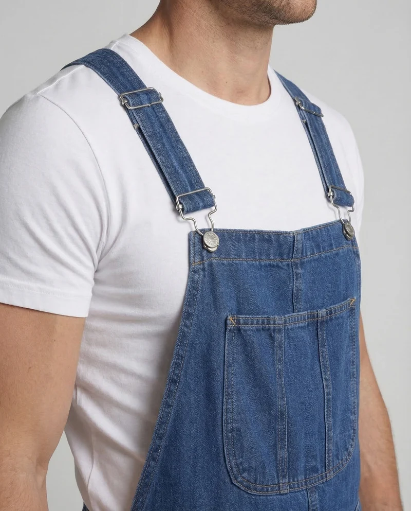 Herren Jeans Latzhose Verstellbare Träger
