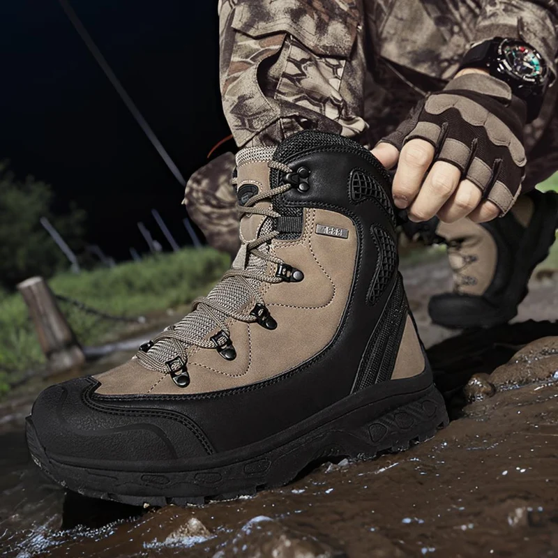 Herren wasserdichte Trekkingstiefel mit verstärktem Knöchelschutz und rutschfester Sohle