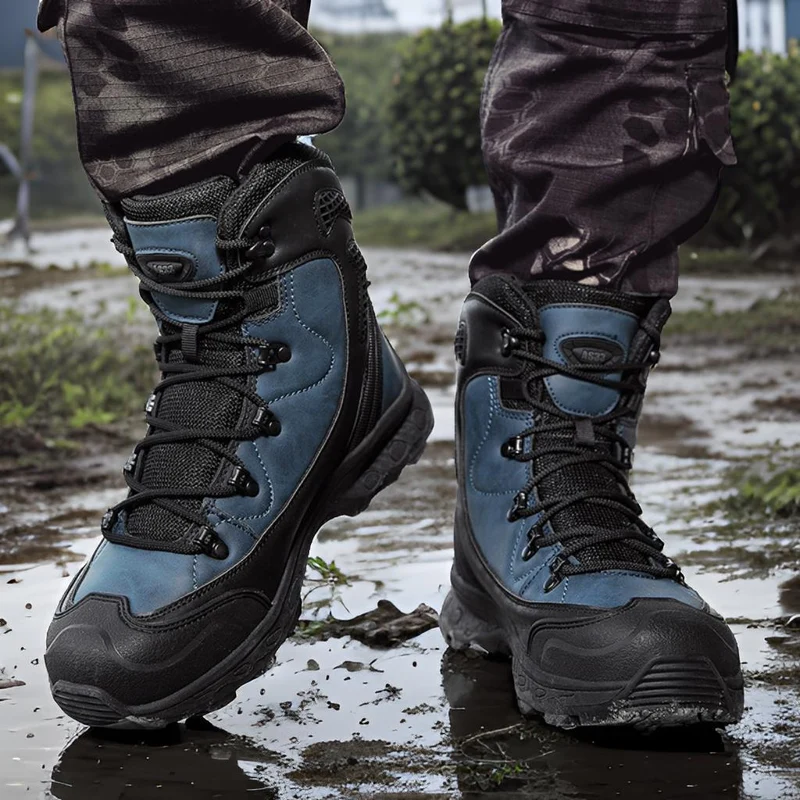 Herren wasserdichte Trekkingstiefel mit verstärktem Knöchelschutz und rutschfester Sohle
