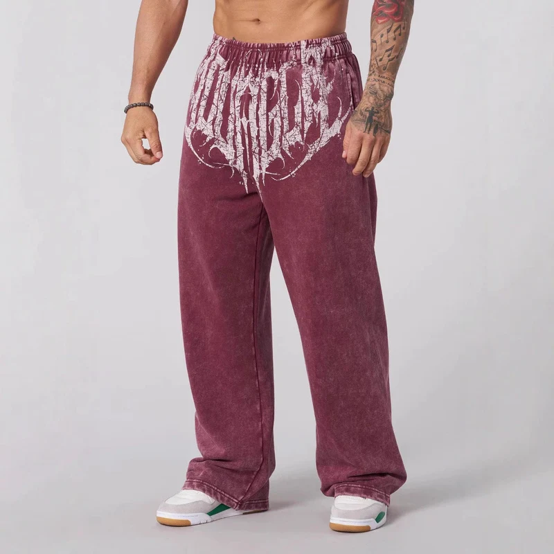 Herren nan weiche gewaschene Jogginghose mit weitem Schnitt und elastischem Bund