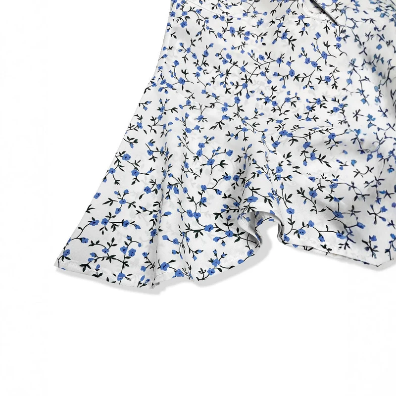 Damen Bluse mit floralem Muster und Rüschenärmeln