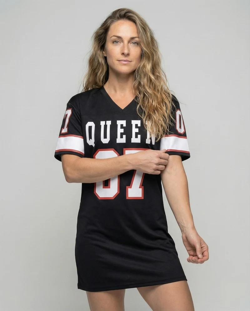 Damen Jersey-T-Shirtkleid Sportiv V-Ausschnitt