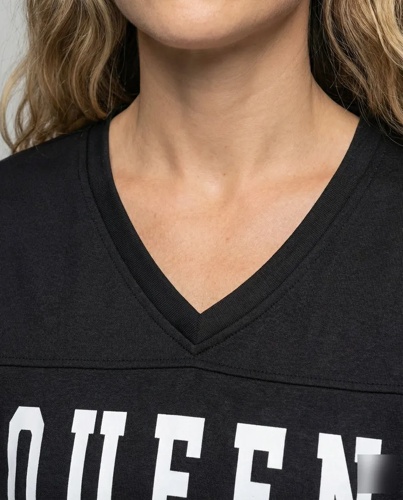 Damen Jersey-T-Shirtkleid Sportiv V-Ausschnitt