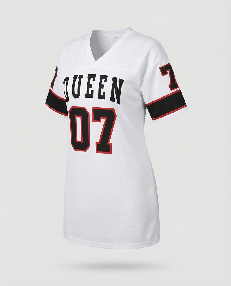 Damen Jersey-T-Shirtkleid Sportiv V-Ausschnitt