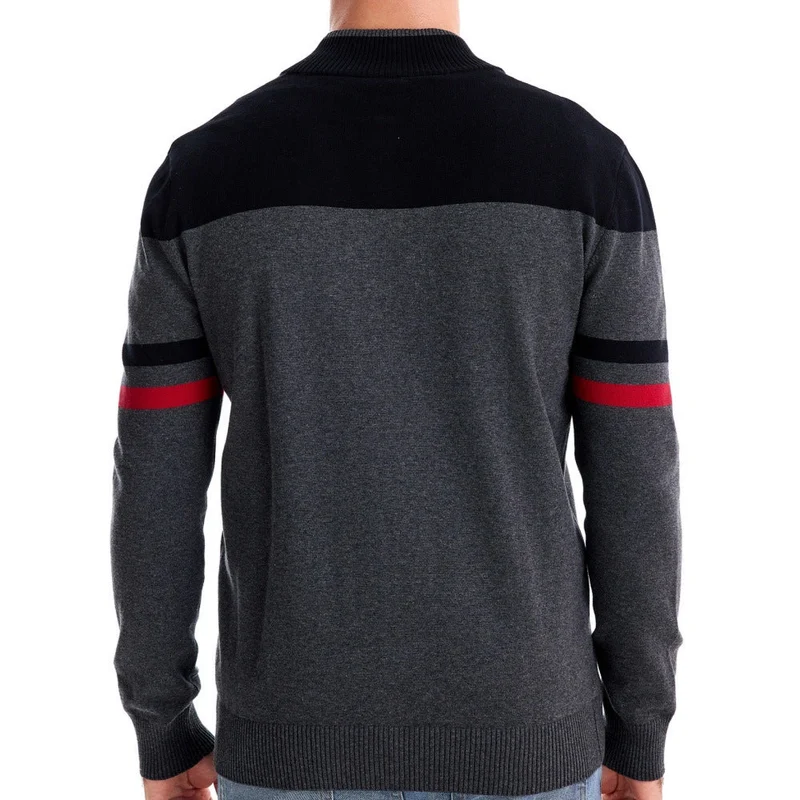 Herren sportliche Strickjacke mit hohem Kragen und Reißverschluss
