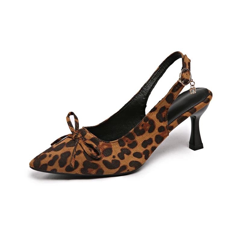 Damen Slingback Pumps mit versatilem Leopardenprint Nord Taschen
