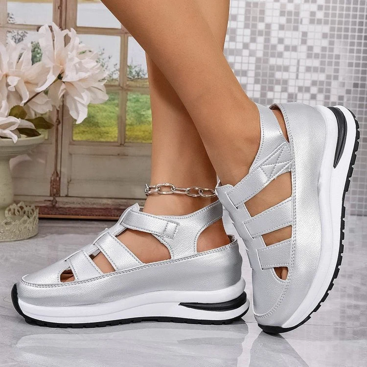 Damen Sportliche Wedge-Sandaletten mit verstellbaren Riemen und rutschfester Sohle