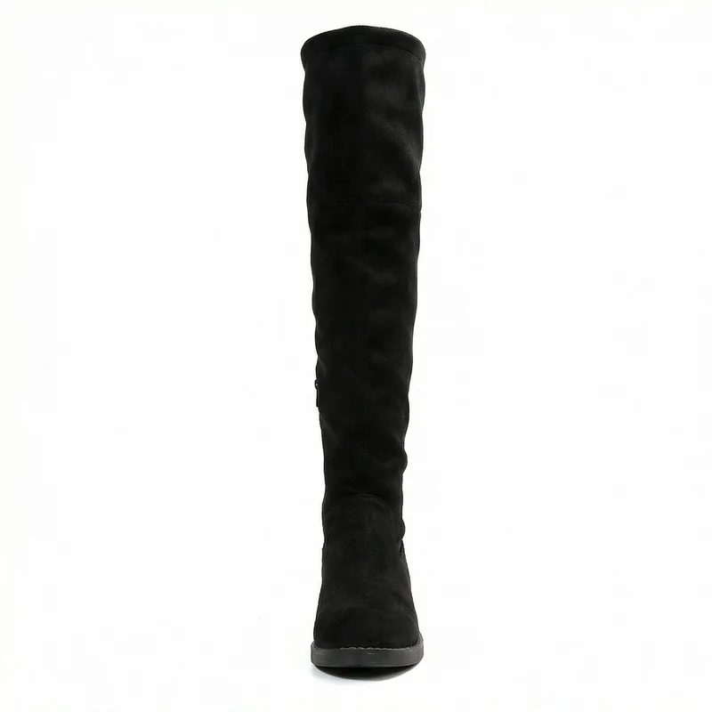 Damen Overknee-Stiefel aus weichem Wildleder mit praktischer Schnürung